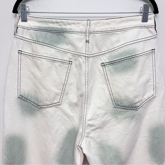 PAC SUN Green and White Spray Paint High Waisted Tapered Mom Jeans Size 10 - Picture 9 of 12